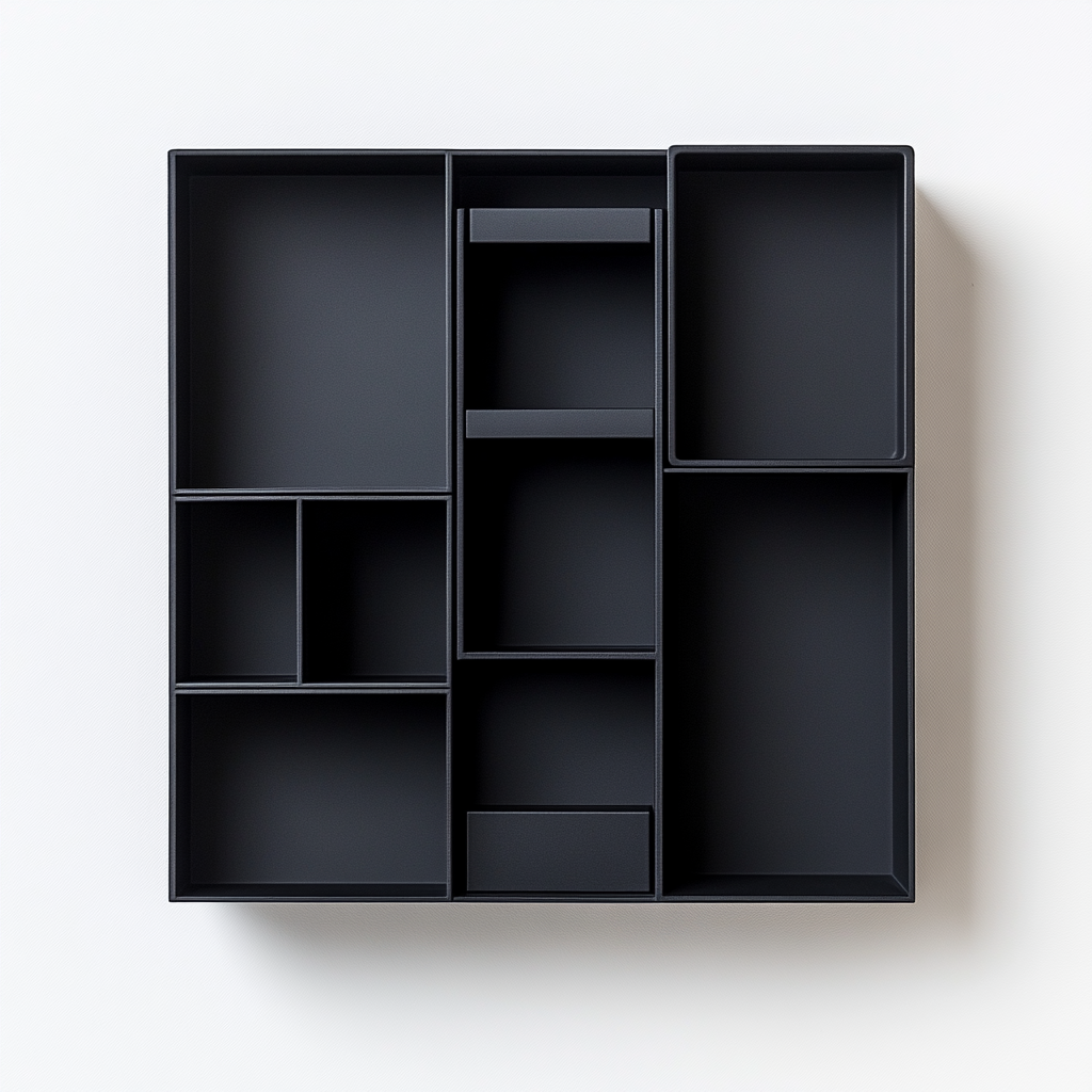 Basey Magnetic Desk Organizer - Modular Geometric Design - Space Saving - For Stationery & Tech Accessories - Matte Black